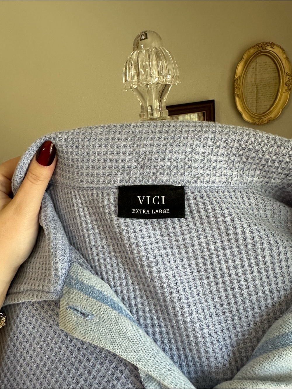 Vici Light Blue Utility Waffle-Knit Jacket - Picture 3 of 5